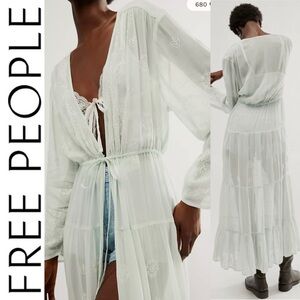 NWT Free People x NFC La Cienega Embroidered Long Sleeve Duster one size